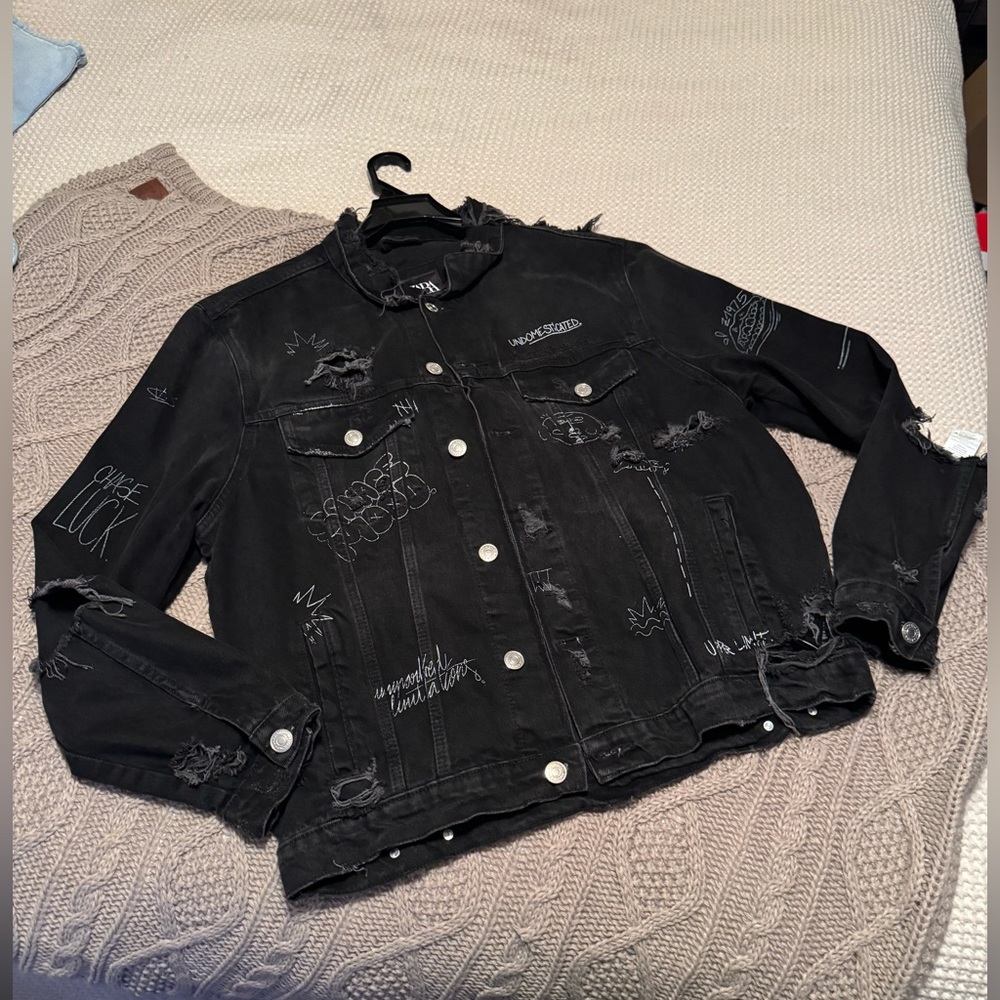 Zara denim ripped jacket